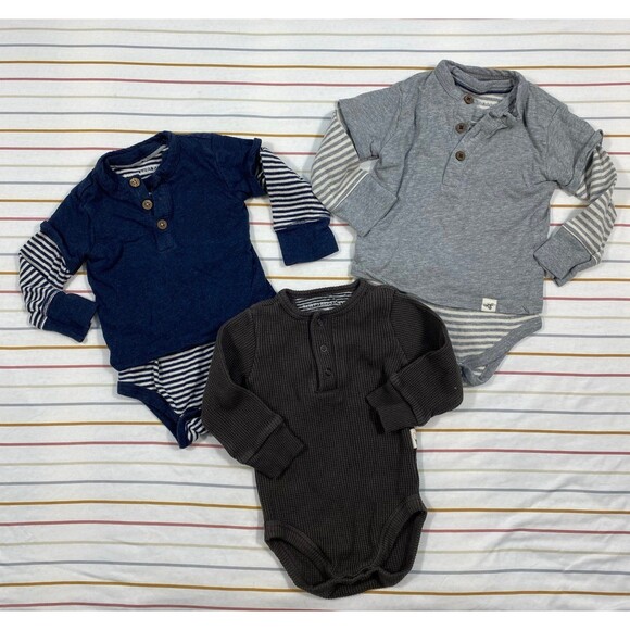Burt’s Bees Baby Long Sleeve Organic Cotton Bodysuit Set – 3-6 Months - Picture 1 of 5